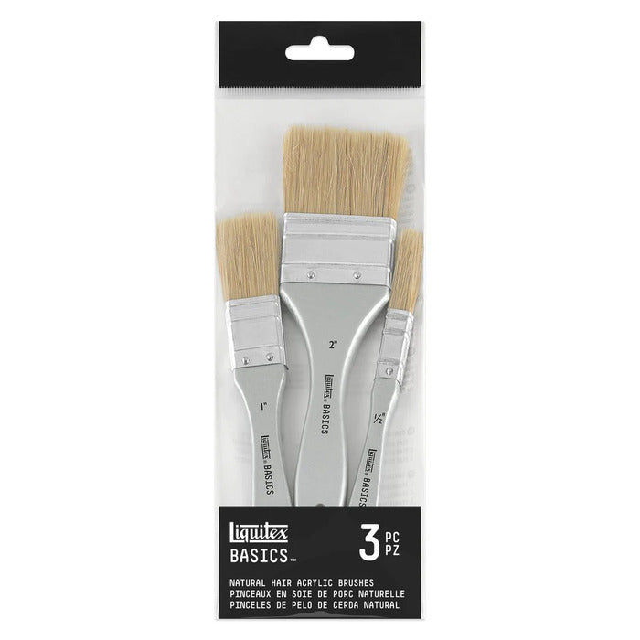 Liquitex Basics White Natural Hair Brushes Set of 3.