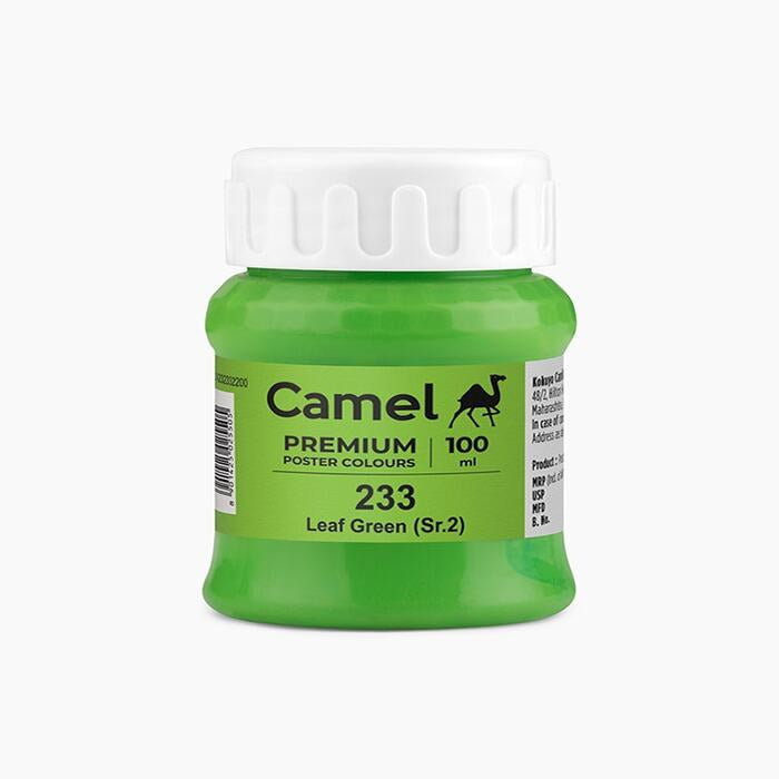 Camel premium poster color in a shade of Leaf Green 100ml.
