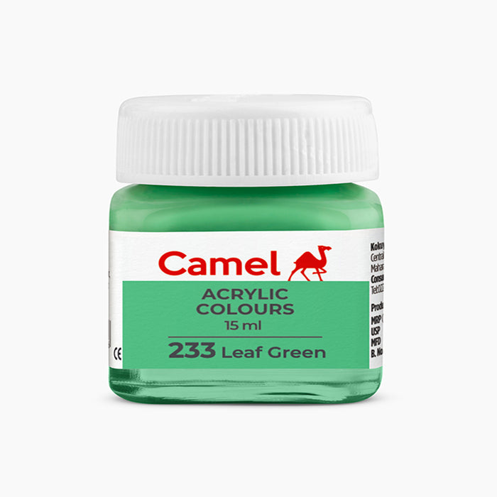 Camel acrylic colors 15ml tube in Leaf Green Shade.