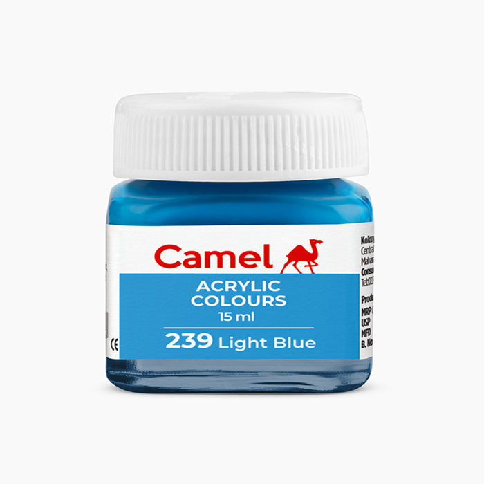 Camel acrylic colors 15ml tube in Light Blue Shade.