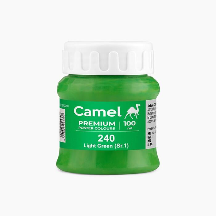 Camel premium poster color in a shade of Light Green 100ml.