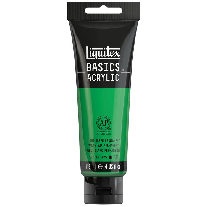 Light Green Permanent Liquitex Basic acrylic paint tube.