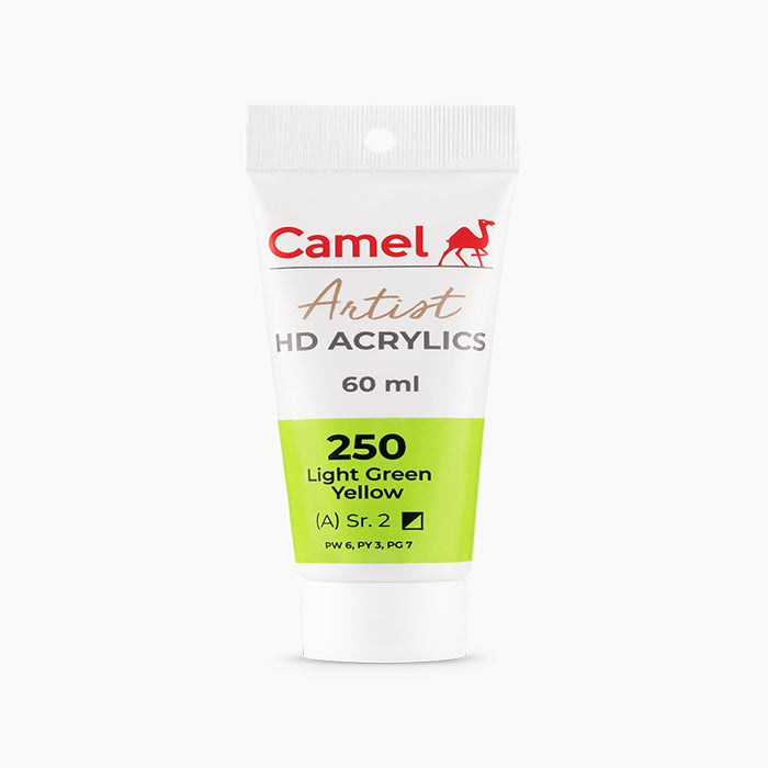 60ml tube of Camel HD Acrylic paint in Light Green Yellow Color.