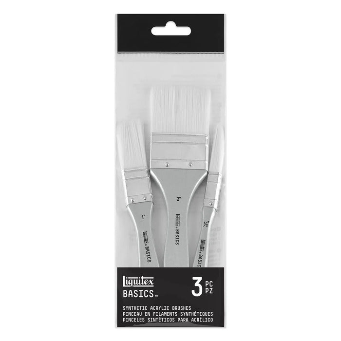 Liquitex Basics White Synthetic Acrylics Brushes Set of 3.