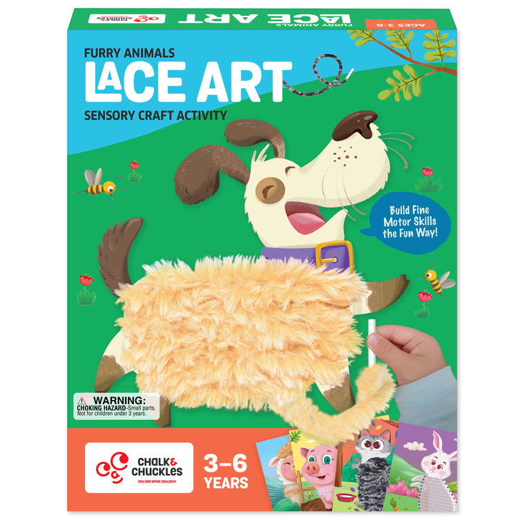 Chalk And Chuckles Lace Art Furry Animals Craft Kit for Kids Canvazo