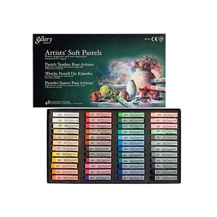 A BOX OF GALLERY ARTISTS SOFT PASTEL COLOURS IN 48 SHADES