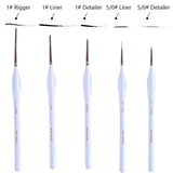 Mont Marte Detail & Liner Taklon Brush Set  (Set of 5, White) Mont Marte