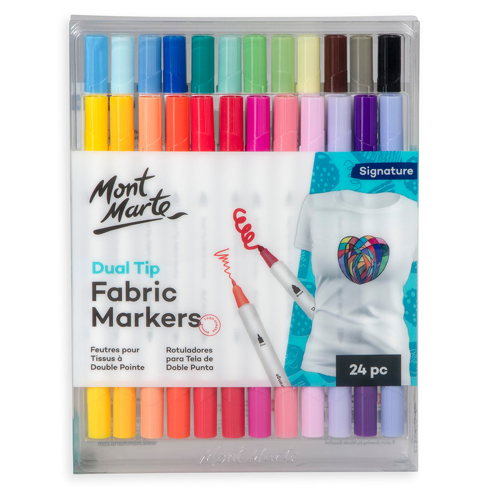 Mont Marte Dual Tip Fabric Markers 24pc Set