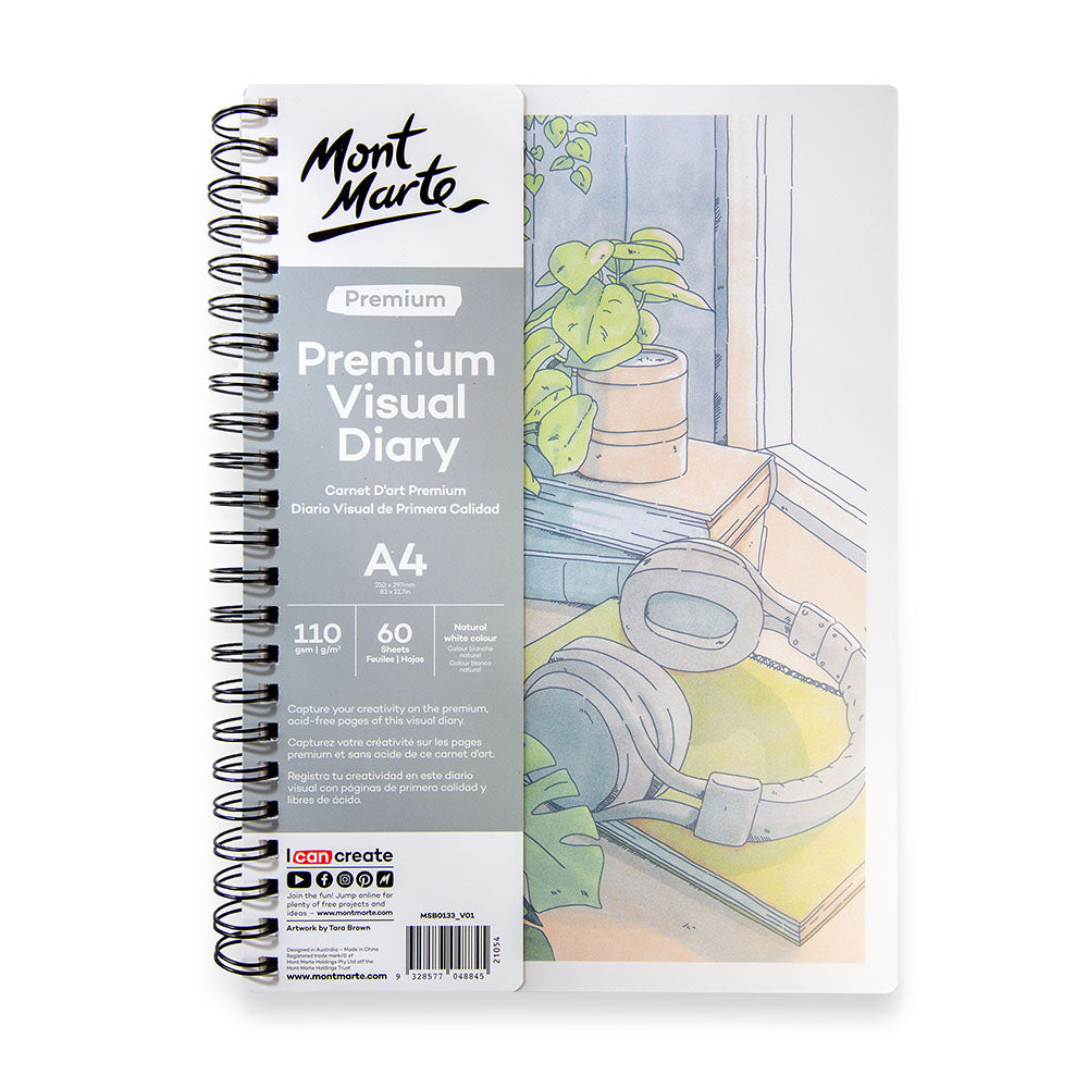 Mont Marte Visual Diary Premium A4 110gsm 60 Sheets Sketchbook