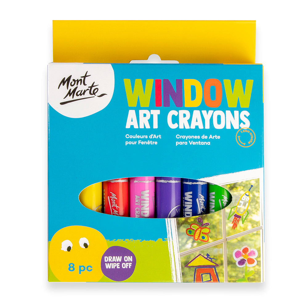 Mont Marte Window Art Crayons 8pc Washable Glass Crayons Set