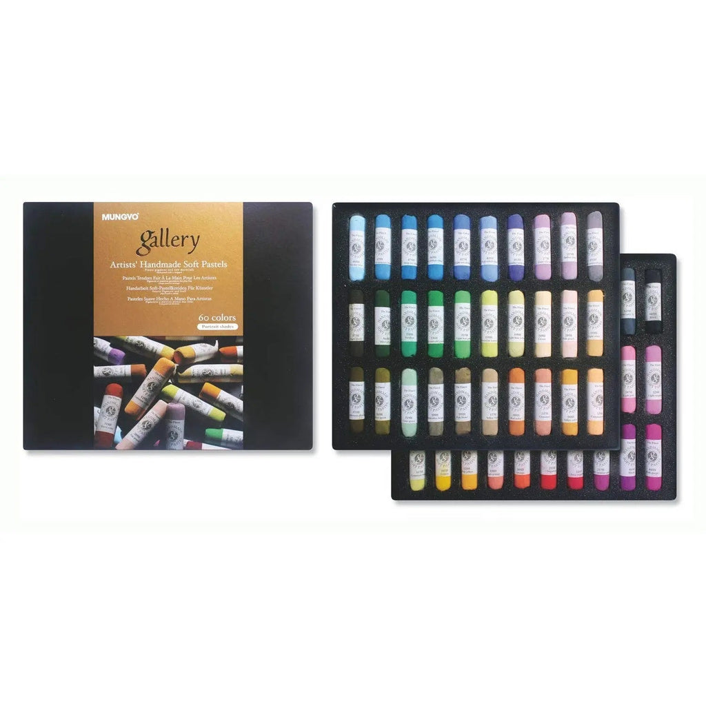 Mungyo Gallery Handmade Soft Pastels, Set of 100 Assorted Colors In Wooden Travel Case, Portrait Selecton Canvazo