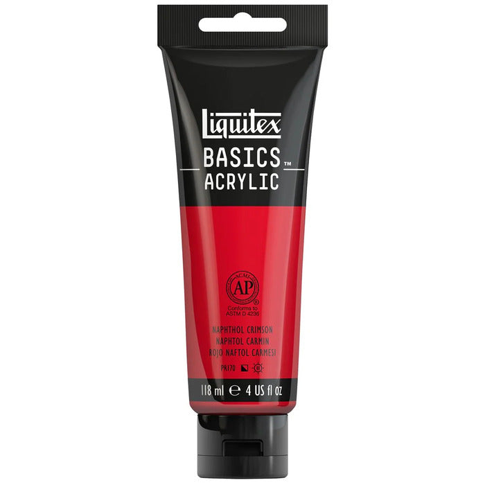 Naphthil Crimson Liquitex Basic acrylic paint tube.