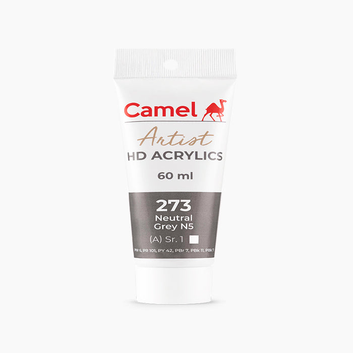 60ml tube of Camel HD Acrylic paint in Neutral Grey N5 Color.