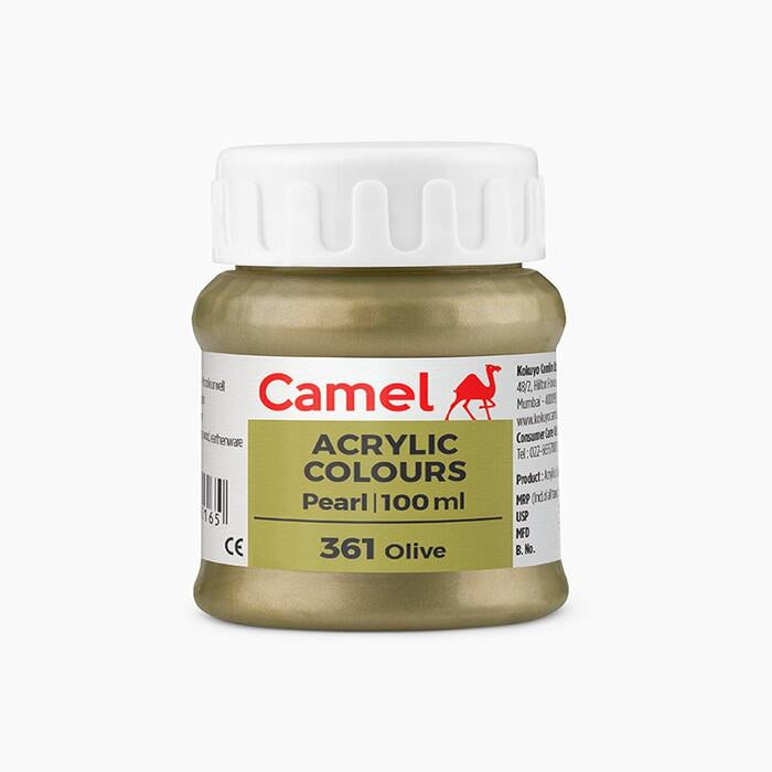 Camel acrylic Pearl Olive color paint.