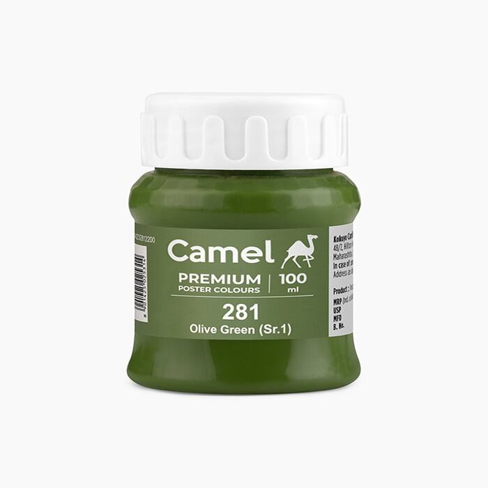 Camel premium poster color in a shade of Olive Green 100ml.