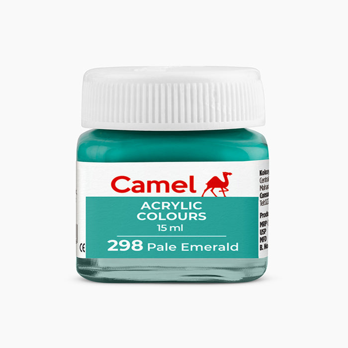 Camel acrylic colors 15ml tube in Pale Emerald Shade.