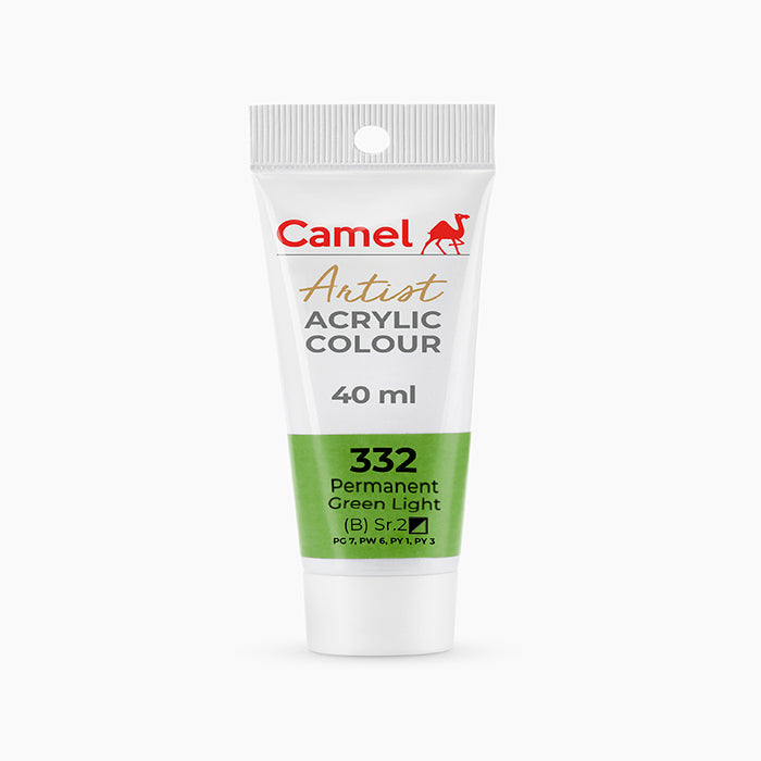 Camel Artist  Acrylic Colour - 40ml - Permanent Green Light.