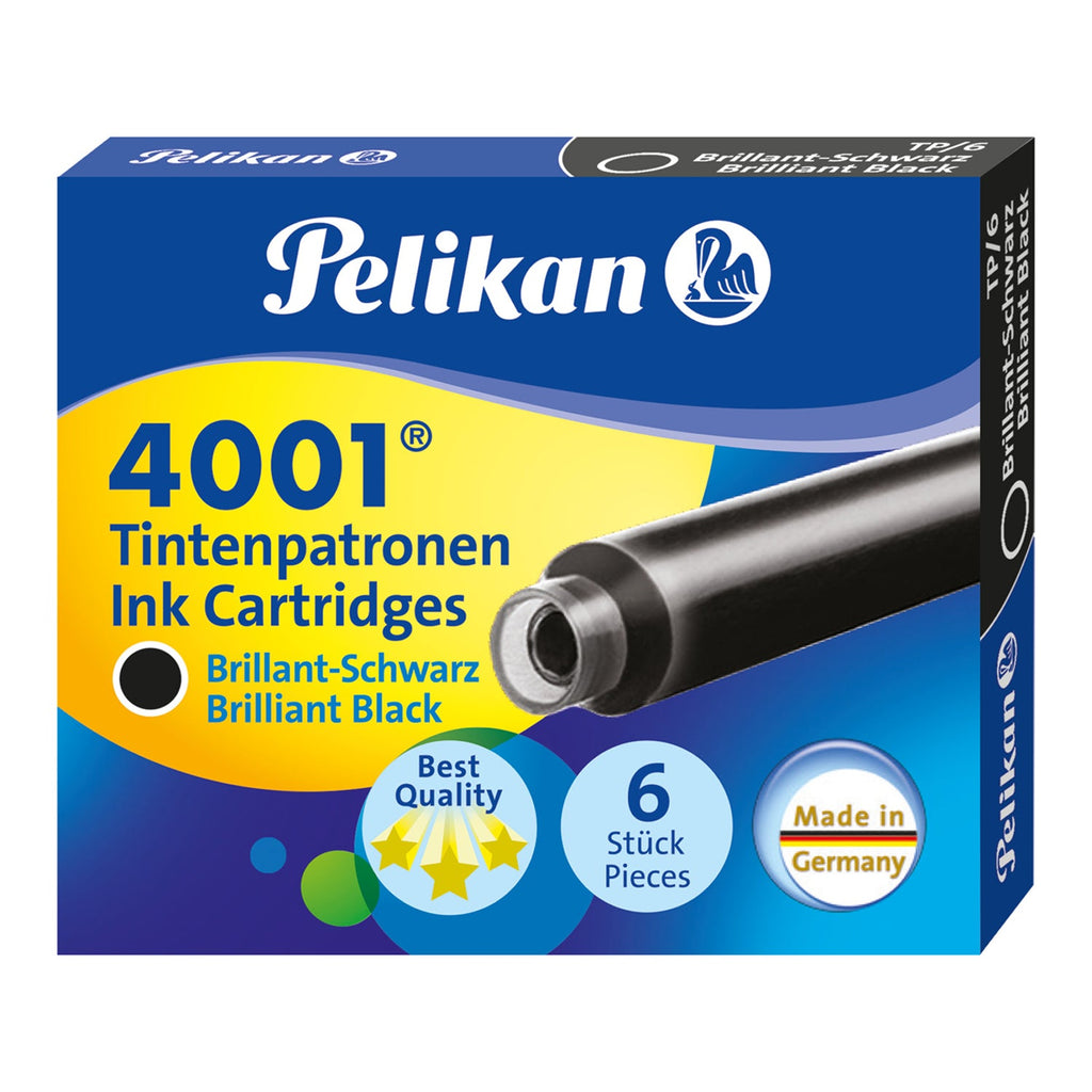 Pelikan TP/6 Short Ink Cartridge Brilliant Black Pack of 6