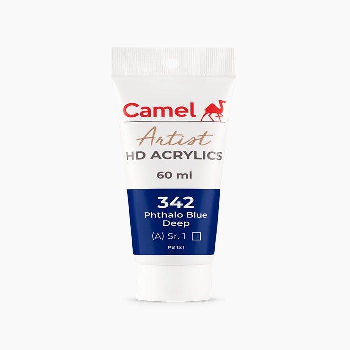 60ml tube of Camel HD Acrylic paint in Phthalo Blue Deep Color.