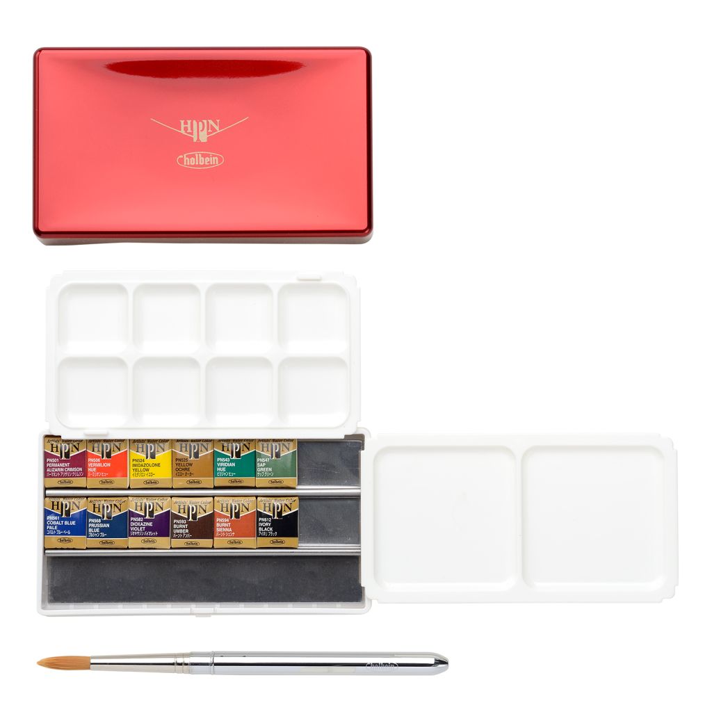 Holbein Artists Watercolour Half Pan Set of 12 Colours