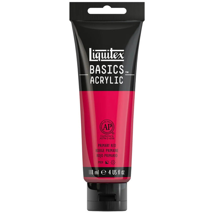 Primary Red Liquitex Basic acrylic paint tube.