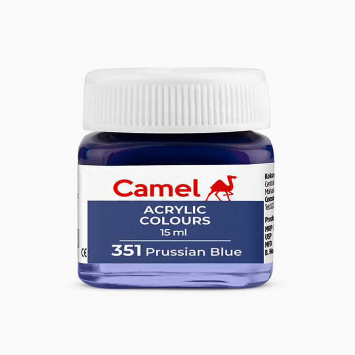 Camel acrylic colors 15ml tube in Prussian Blue Shade.