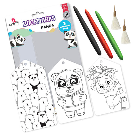 iCraft Panda Bookmark Coloring Kit for Kids - Art Activity Set iCraft