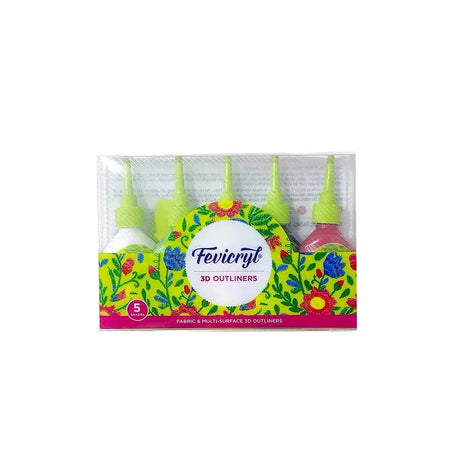 Pidilite Fevicryl 3D Outliners Fabric & Multi-Surface - Set of 5 Shades Pidilite