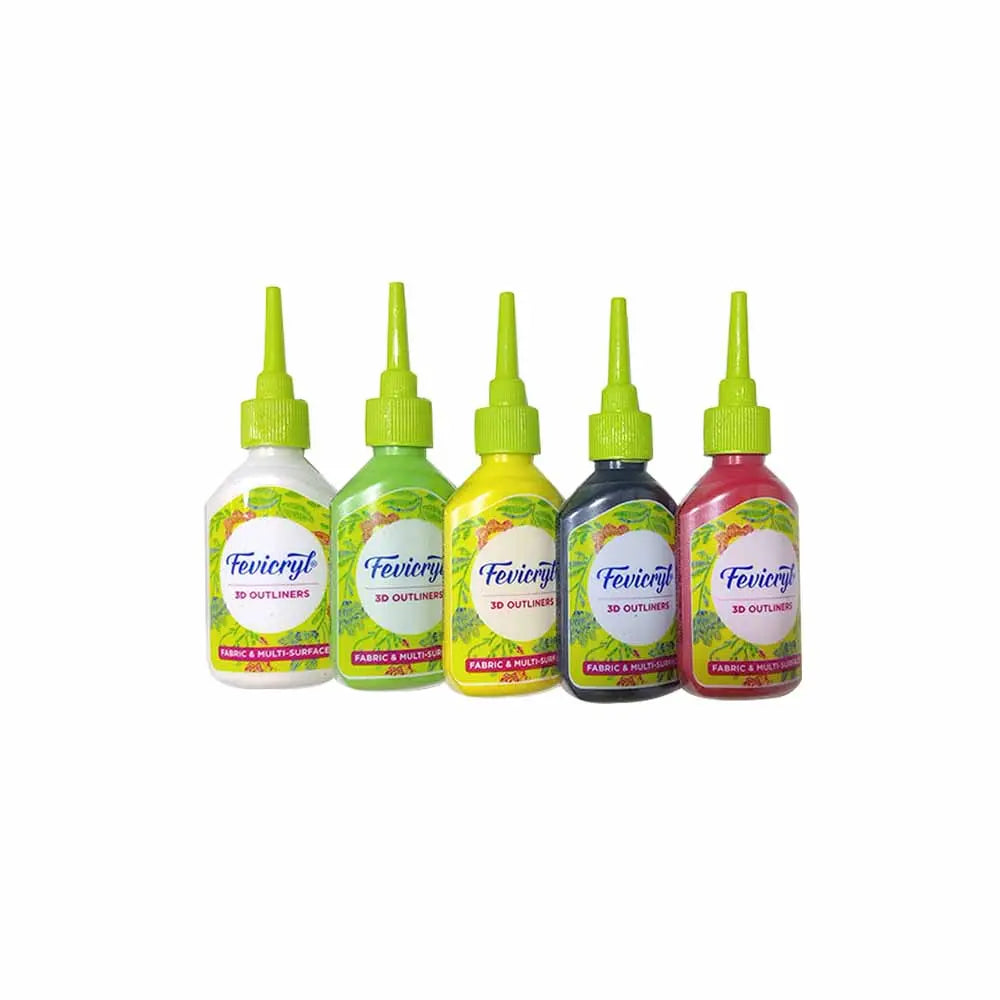 Pidilite Fevicryl 3D Outliners Fabric & Multi-Surface - Set of 5 Shades Pidilite
