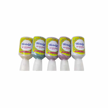 Pidilite Fevicryl 3D Outliners Glitter Fabric & Multi-Surface - Set of 5 Shades Pidilite