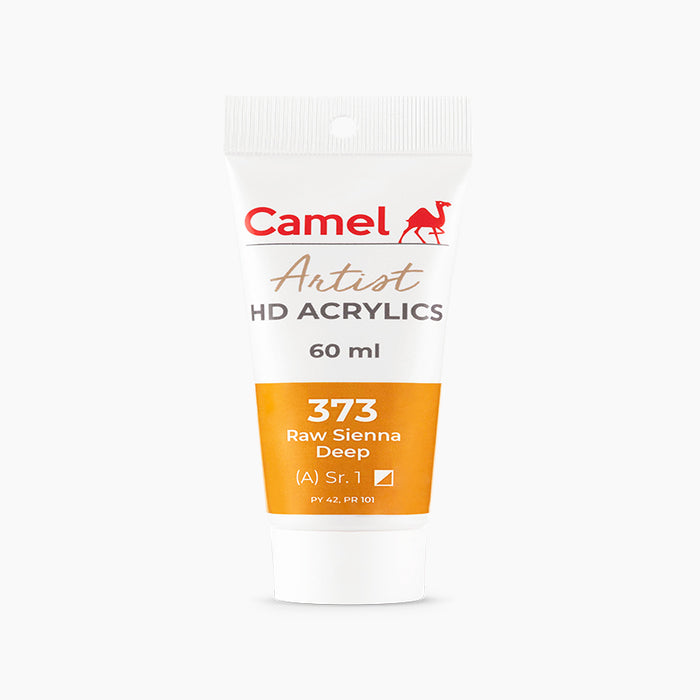 60ml tube of Camel HD Acrylic paint in Raw Sienna Deep Color.