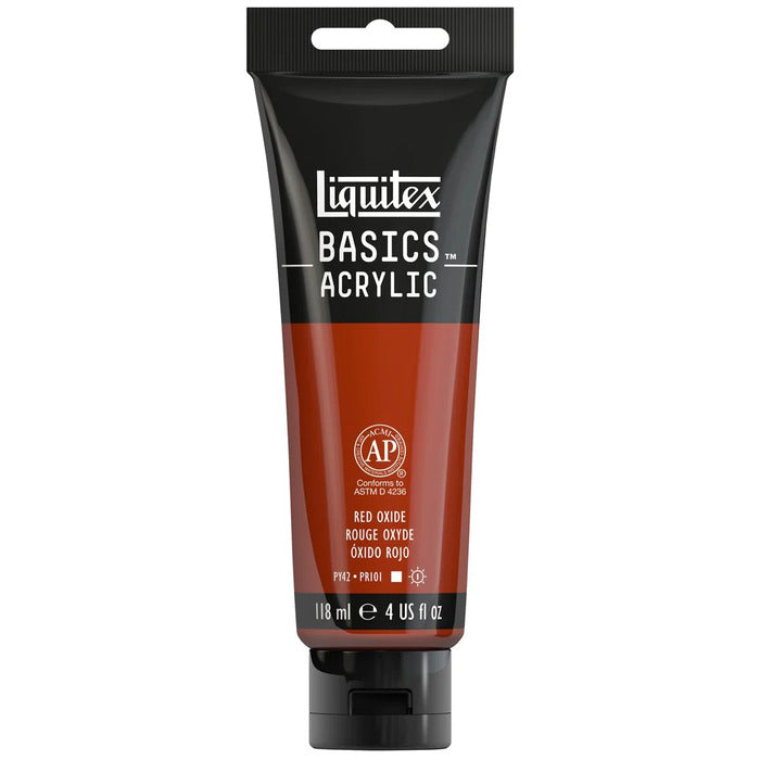 Red Oxide Liquitex Basic acrylic paint tube.