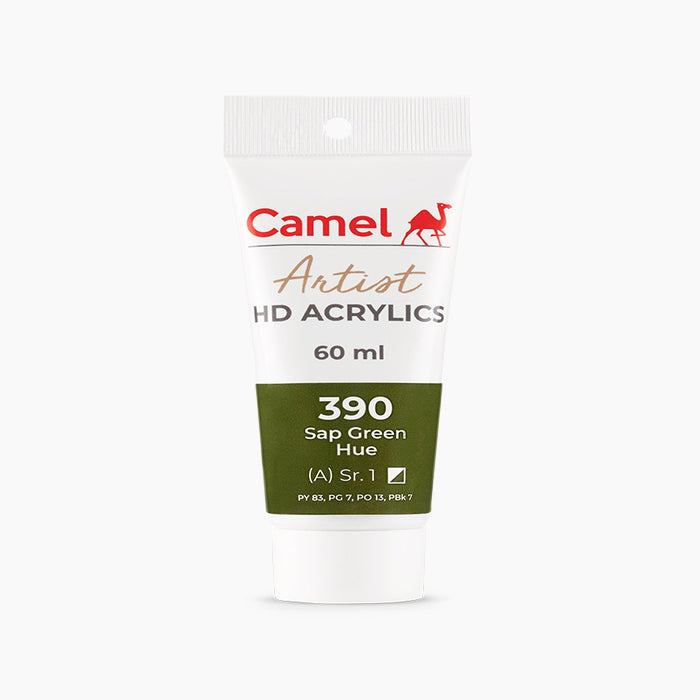 60ml tube of Camel HD Acrylic paint in Sap Green Hue Color.