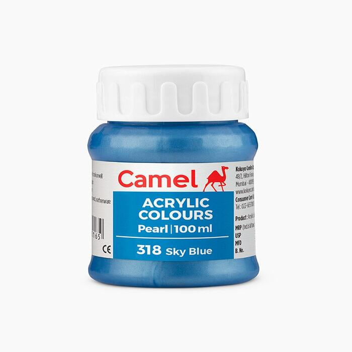 Camel acrylic Pearl Sky Blue color paint.