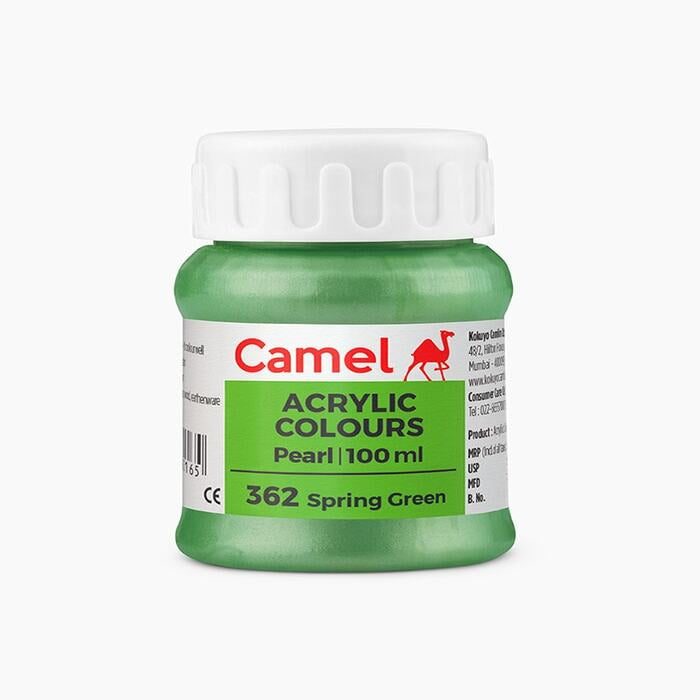 Camel acrylic Pearl Spring Green color paint.