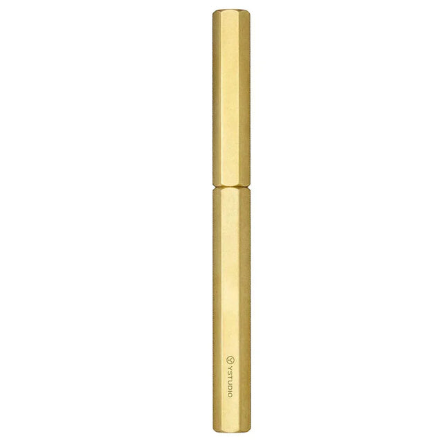 Ystudio | Fountain Pen | Brass Hexogon | Classic Revolve | Brass Body | Medium Nib YSTUDIO