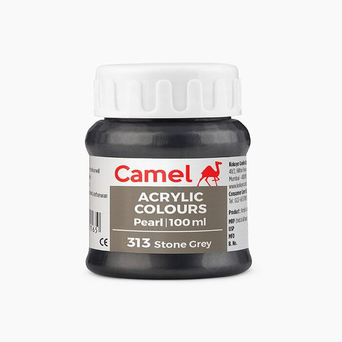 Camel acrylic Pearl Stone Grey color paint.