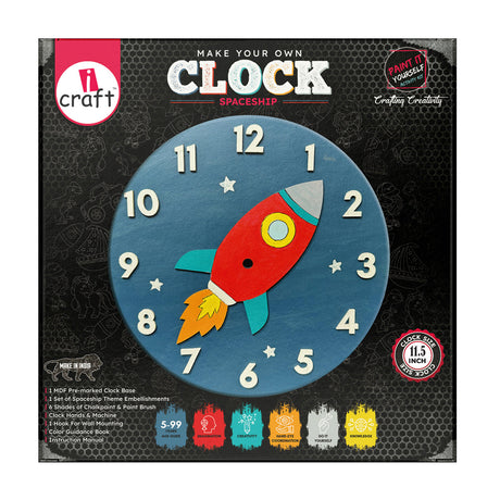 iCraft DIY Clock Kit - Spaceship Theme Decor Craft for Kids iCraft