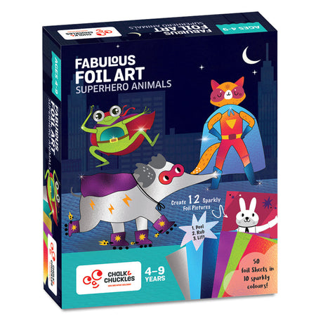 Chalk And Chuckles Fabulous Foil Art Kit - Superhero Animals for Kids Canvazo