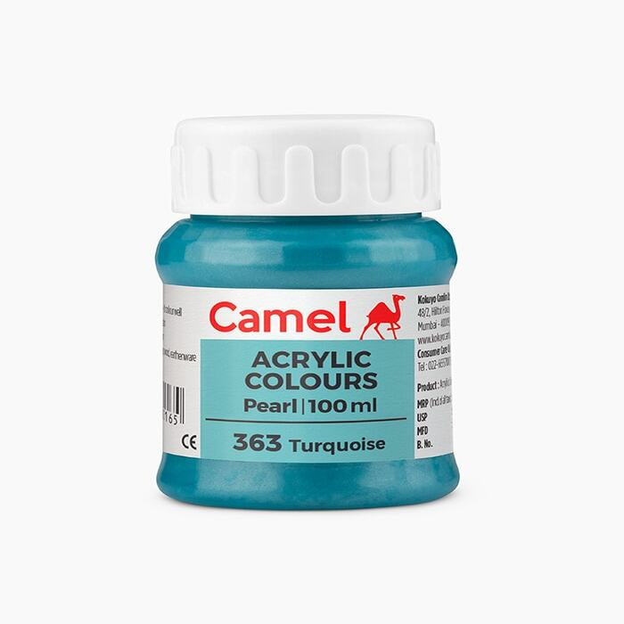 Camel acrylic Pearl Turquoise color paint.