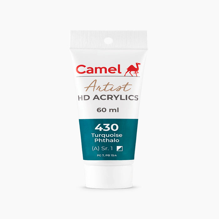 60ml tube of Camel HD Acrylic paint in Turquoise Phthalo Color.