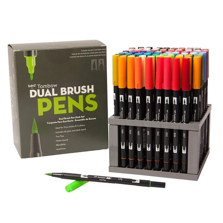 Tombow Dual Brush Pen Art Markers 96 Color Set with Desk Stand ( AB-T96C ) Tombow