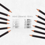 Tombow Mono Graphite Pencil Set, 12 Assorted Grades With Free Mono Knock Eraser, Limited Edition Tombow