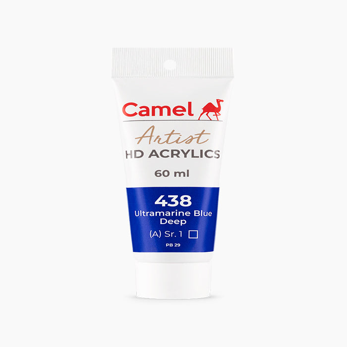 60ml tube of Camel HD Acrylic paint in Ultramarine Blue Deep Color.