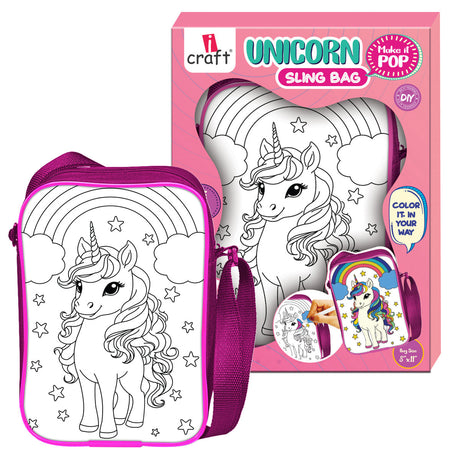 iCraft UNICORN DIY Sling Bag for Kids - Color & Carry iCraft