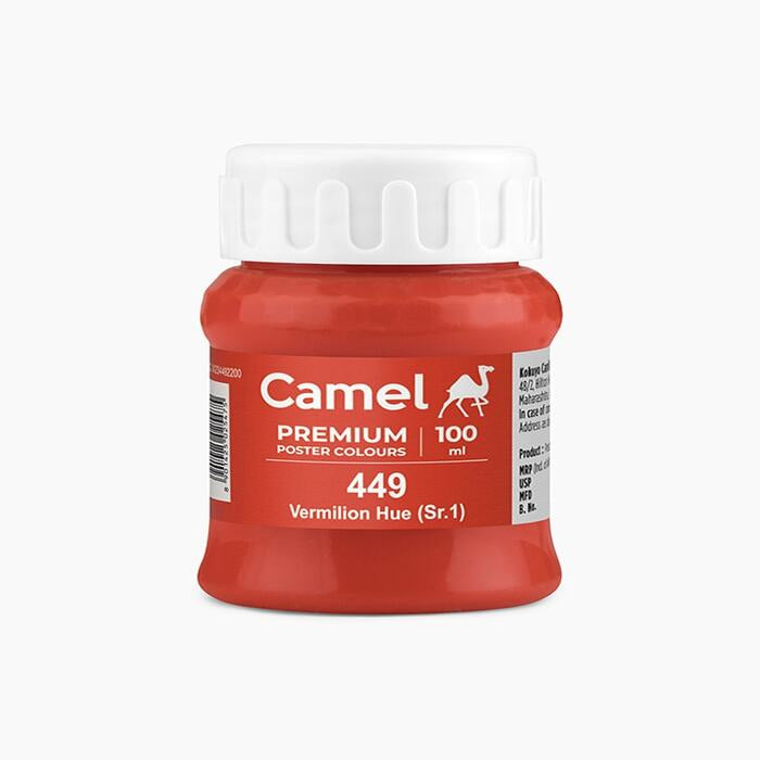 Camel premium poster color in a shade of Vermilion Hue 100ml.