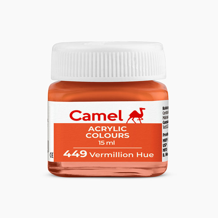 Camel acrylic colors 15ml tube in Vermillion Hue Shade.