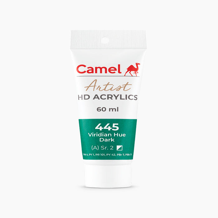 60ml tube of Camel HD Acrylic paint in Viridian Hue Dark Color.