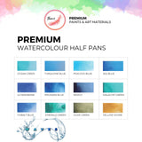 Thoovi Premium Watercolor Half Pans Set of 12 Waves Shades Chart