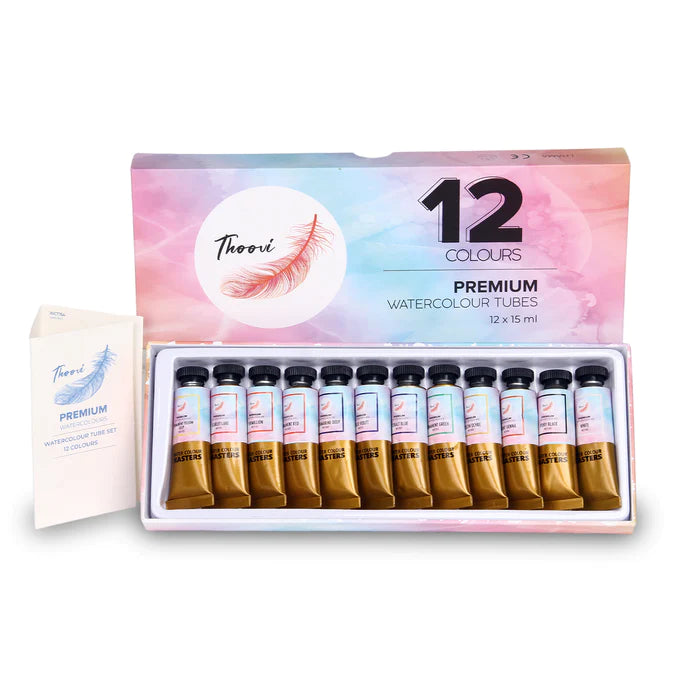 Thoovi Premium 12 watercolor tubes set 12x15ml